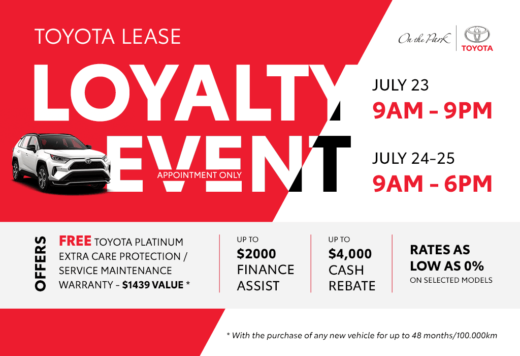 Toyota Lease Loyalty Event RSVP Toyota On The Park